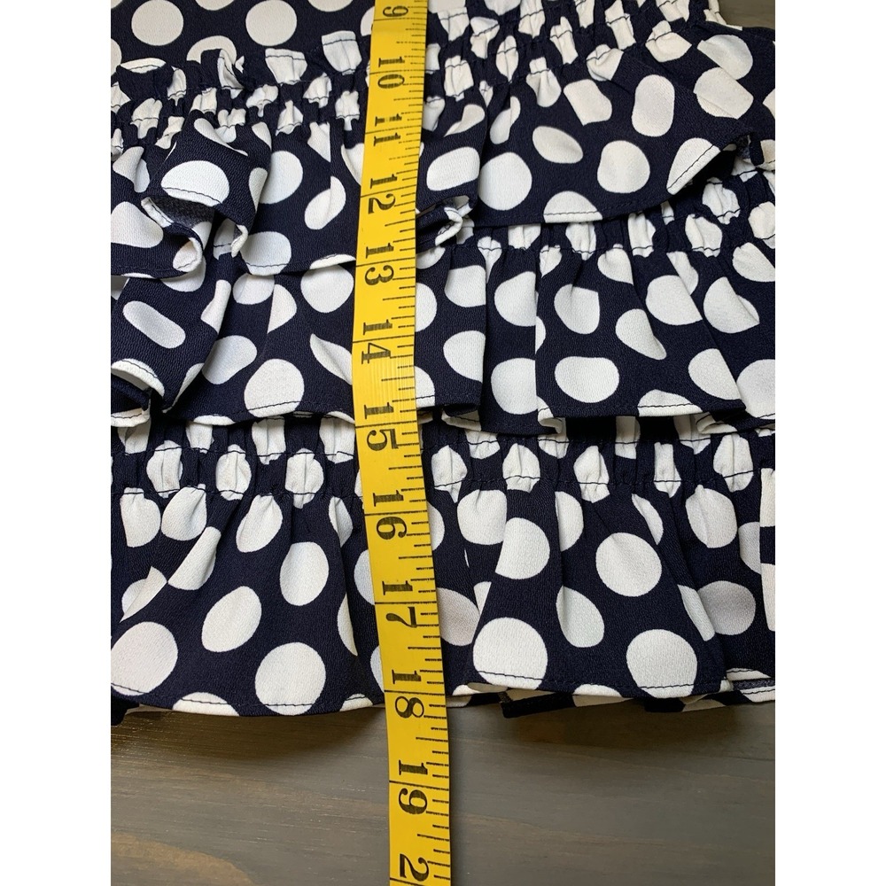 J Crew Navy And White Polka Dot Tiered Ruffle Hem Mini Skirt Women's Size 2 - Picture 13 of 13